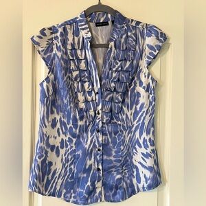 New York & Company Light Blue-Violet & White Cap Sleeve Blouse Women’s Size 4